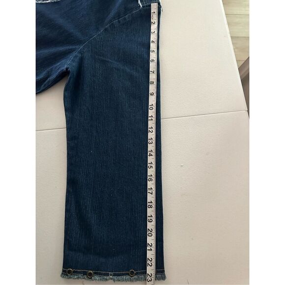 Finejeans Women's Dark Denim Blue Stretch Distressed Denim Jacket Size 30 - Picture 11 of 11